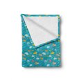 thumbnail image 2 of Ocean Soft Flannel Fleece Throw Blanket, Marine Pattern with Ships Submarines Colorful Fish and Whales Nautical Arrangement, Cozy Plush for Indoor and Outdoor Use, 50" x 60", Multicolor, by Ambesonne, 2 of 6