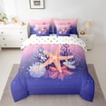 thumbnail image 2 of YST Ensemble de Literie 7 Pcs Étoile de Mer Marine, Filles Rose Violet, Grand, 2 of 4