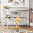 thumbnail image 2 of Euroco Metal Full Size Loft Bed with Desk, Solid Metal Bed with Shelf, Silver, 2 of 12