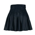 thumbnail image 3 of Riforla Leather Mini Skirt Women Fashion Pleated High Waist Short Solid Pu Skirt Women's Skirts Navy S, 3 of 5