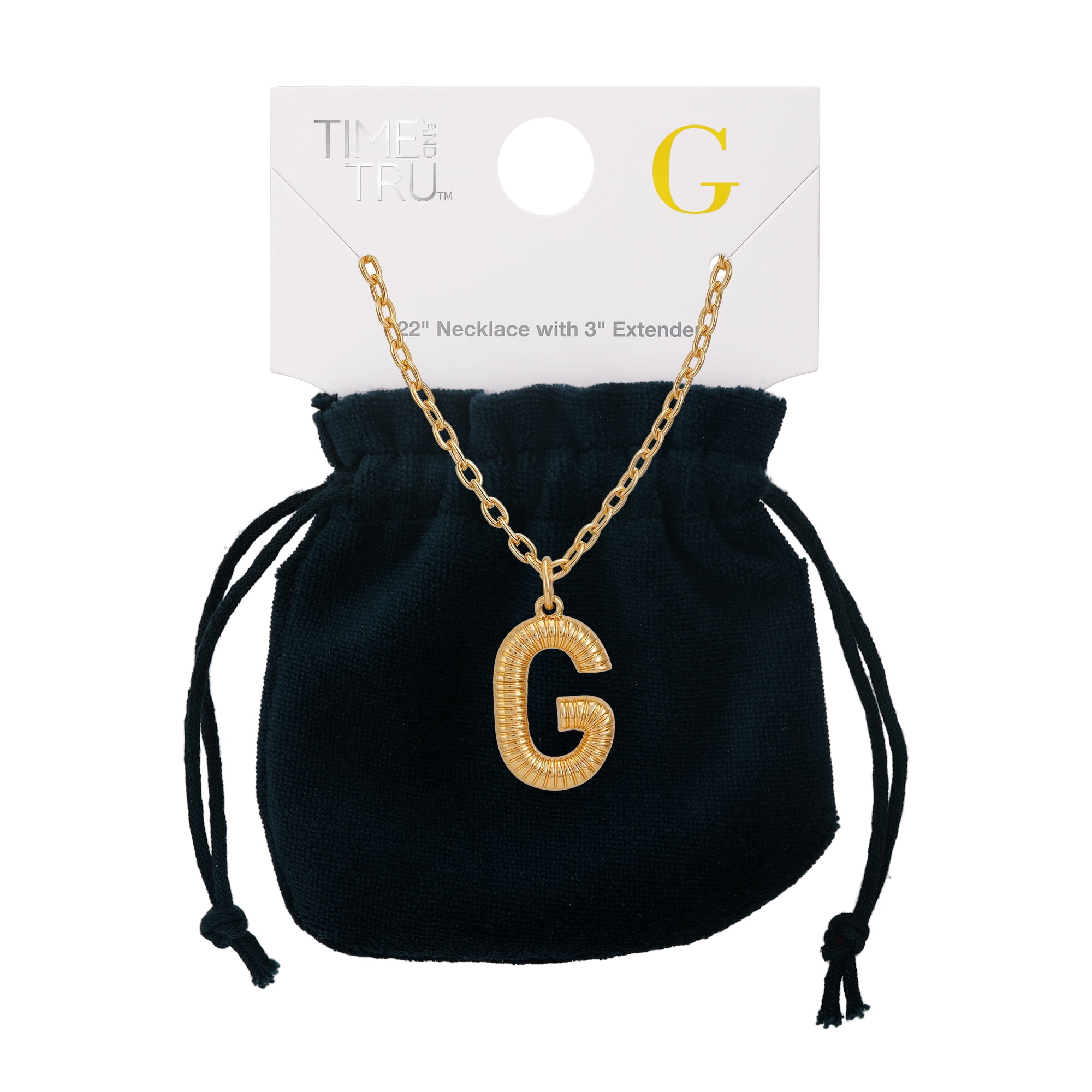 Time and Tru Women's Goldtone Initial G Necklace with Giftable Pouch