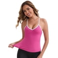 thumbnail image 4 of DARING DIVA Women's Colorblock Ice Silk Spaghetti Straps V Neck Tank Top XL Rose Red, 4 of 6
