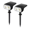 thumbnail image 1 of Foco solar para exteriores, luces solares LED a prueba de agua IP67, foco solar ajustable de 6500 K con 2 modos de iluminación, luz fría para jardín, patio, camino de entrada, camino, paquete de 2, 1 of 5