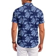 thumbnail image 4 of QHRMKOG Shirt for Men Relaxed Fit Tropical Print Short Sleeve Hawaiian Shirts Light Holiday Button Down Beach Shirt Summer Fashion Top Blue L, 4 of 6