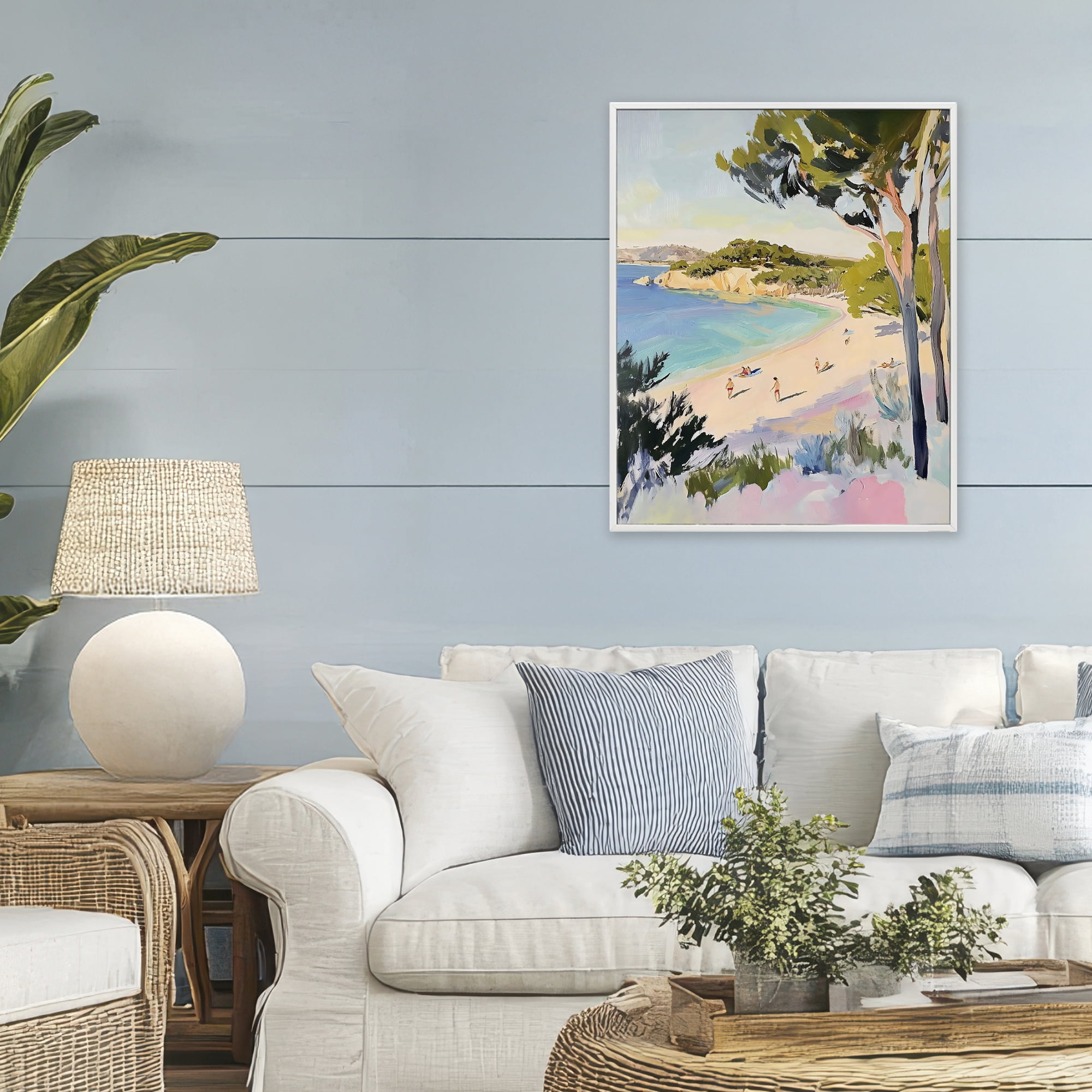 Stupell Industries Amalfi Coast Beach Escape White Framed Giclee Art, design by The Prints Vibe