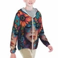 thumbnail image 2 of Cauagu Bohemian Colorful Flower Woman Print Sun Protection Jacket for Teen,Full-Zipper Long Sleeve Sun Shirts with Pockets UV Hoodie Shirts Outdoor Athletic Jacket-X-Large, 2 of 7