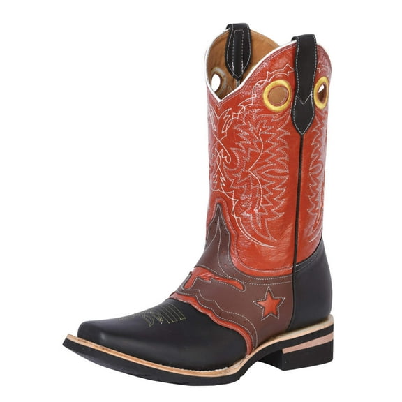 Men's Classic Genuine Leather Saddle Rodeo Cowboy Boots 'El General' 33305