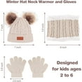 thumbnail image 5 of Kids Winter Hats Scarf Gloves Set Toddler Winter Hat Knit Gloves Neck Warmer with Fleece Lined for Children 2-5 Years, 5 of 6