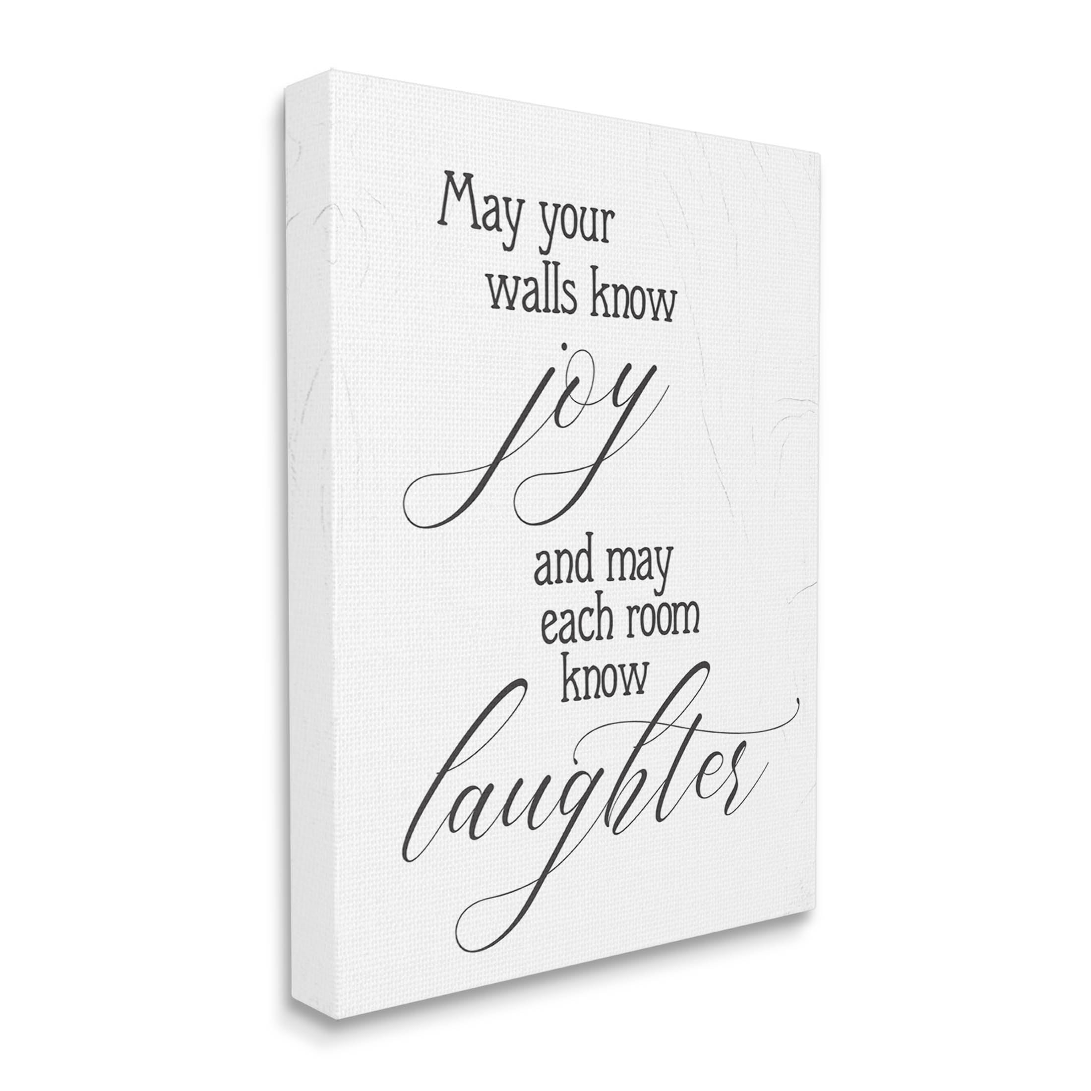 May Your Walls Know Joy Uplifting Phrase Inspirational Graphic Art Gallery Wrapped Canvas Print Wall Art