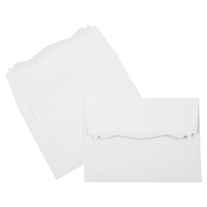 JAM Paper A7 Squiggle Flap Invitation, 28lb, White, 5 1/4 x 7 1/4, 50 Pack