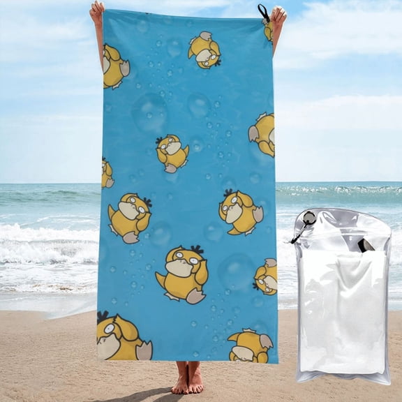 Psyduck Beach Towels Lightweight Sand Free Oversized Large Bath Towel Quick Dry Absorbent Towel for Travel Swim Pool Gym Yoga Camping Outdoor 27.5"X55"