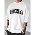 thumbnail image 1 of Camiseta informal Brooklyn New York para hombre, de algodón transpirable, cuello redondo y manga corta con estampado de letras, para adultos, hombres, mujeres, adolescentes, jóvenes y uso informal., 1 of 7