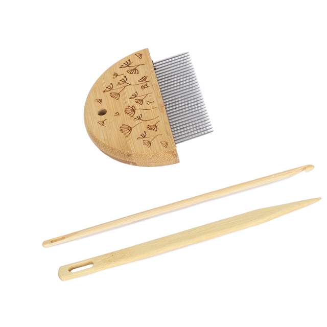 Weaving Loom Comb Kit, Bamboo Wood & Stainless Steel Material, 4mm Crochet Needle Set for DIY Crafts, Easy to Use, Multipurpose Use