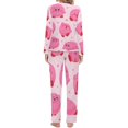 thumbnail image 2 of Cartoon Kirby Game Womens Pajama Set Loungewear Cozy Soft House Wear Sets Long Sleeve Round Neck T Shirt Top Bottom Pants Sleepwear, 2 of 9
