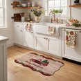 thumbnail image 4 of Scalloped Door Mat 18x30", Red Plaid Christmas Absorbent Non Slip Welcome Mats for Front Door, Truck Xmas Tree Vintage Winter Wooden Diatomaceous Entryway Rug for Indoor Bathroom Kitchen Entrance, 4 of 9
