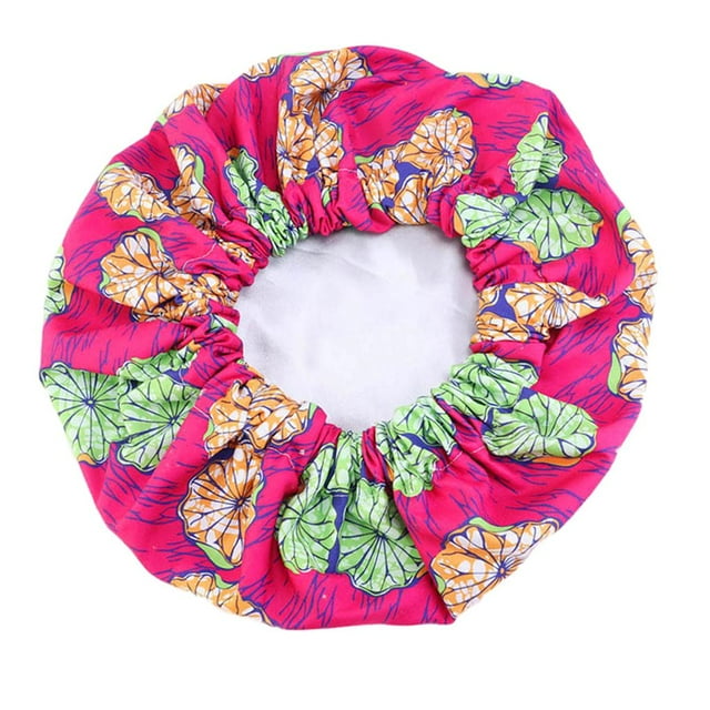 Gorro de sueño de seda para mujer Colcomx forro de doble capa cubierta elástica Rosado