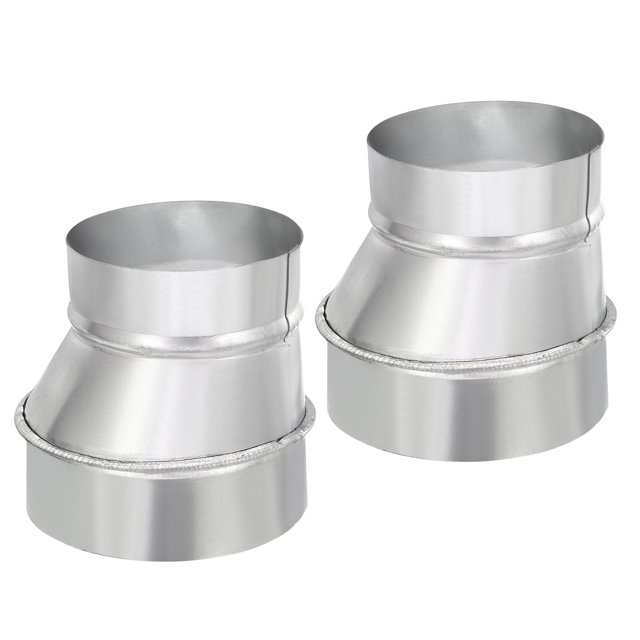 Uxcell 5" to 4" Eccentric Duct Reducer, 2Pcs Galvanized Iron Ducting Connector Round Air Duct Adapter Pipe Fitting