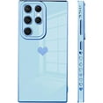 thumbnail image 4 of Samsung Galaxy S23 Ultra 5G Case Love Heart 6D Plating Electroplate Luxury Elegant Case Camera Protector Soft TPU Shockproof Protective Corner Back Cover -Blue, 4 of 10