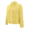 thumbnail image 5 of WTOBBY Women's Solid Color Fashion Winter Jacket with High Neck and Long Plush Fleece, Zipper Front Warm Outerwear,Yellow 3XL, 5 of 6