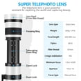thumbnail image 2 of Professional 420-800mm Telephoto Zoom Lens for Wildlife Sports News Photography, Manual Focus with T-Mount, Compatible with Canon EF DSLR Cameras, Durable Build, 2 of 11