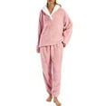 thumbnail image 3 of UVN Winter Pajamas for Women Fuzzy Loungewear Sets Ladies Fleece Long Sleeve Tops and Long Pants 2 Piece Sleepwear, 3 of 8