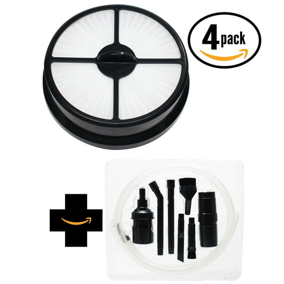 4-Pack Replacement Eureka Endeavor Never Looses Suction (5400 Series) Vacuum HEPA Filter with 7-Piece Micro Vacuum Attachment Kit - Compatible Eureka 68115, HF-16 Filter