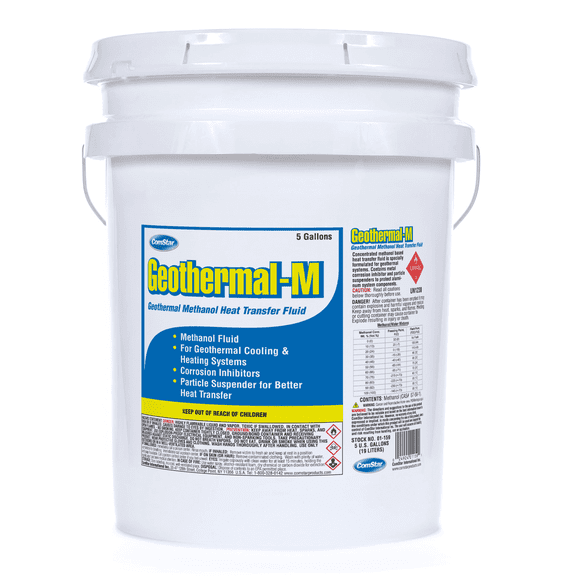 Comstar Geothermal - M, 5 Gallon, Heat Transfer Fluid, Specially Formulated for Geothermal Systems, Super Concentrated Methanol Formula, Made in USA (01-159)