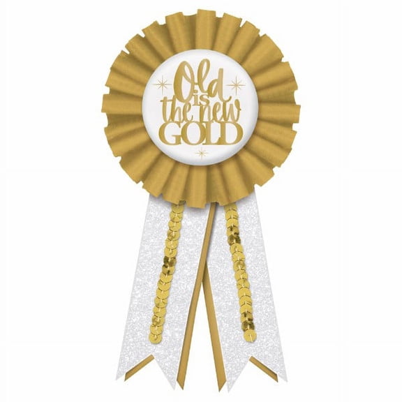 Birthday 'Golden Age' Old Is The New Gold Fabric Award Ribbon (1ct)
