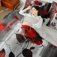 thumbnail image 4 of Castle Fairy Adults Female Girls Romantic Butterfly Red Floral Rose Bedding Comforter Set 7pcs,Happy Valentine's Day Queen Bedding Sets Super Cozy,Vintage Graffiti Splash Queen Sheet Sets, 4 of 8