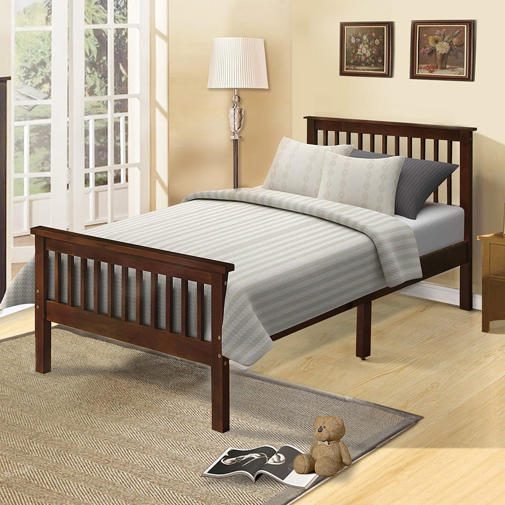 Sale Classic Wood Platform Beds with Headboard and Footboard, Espresso