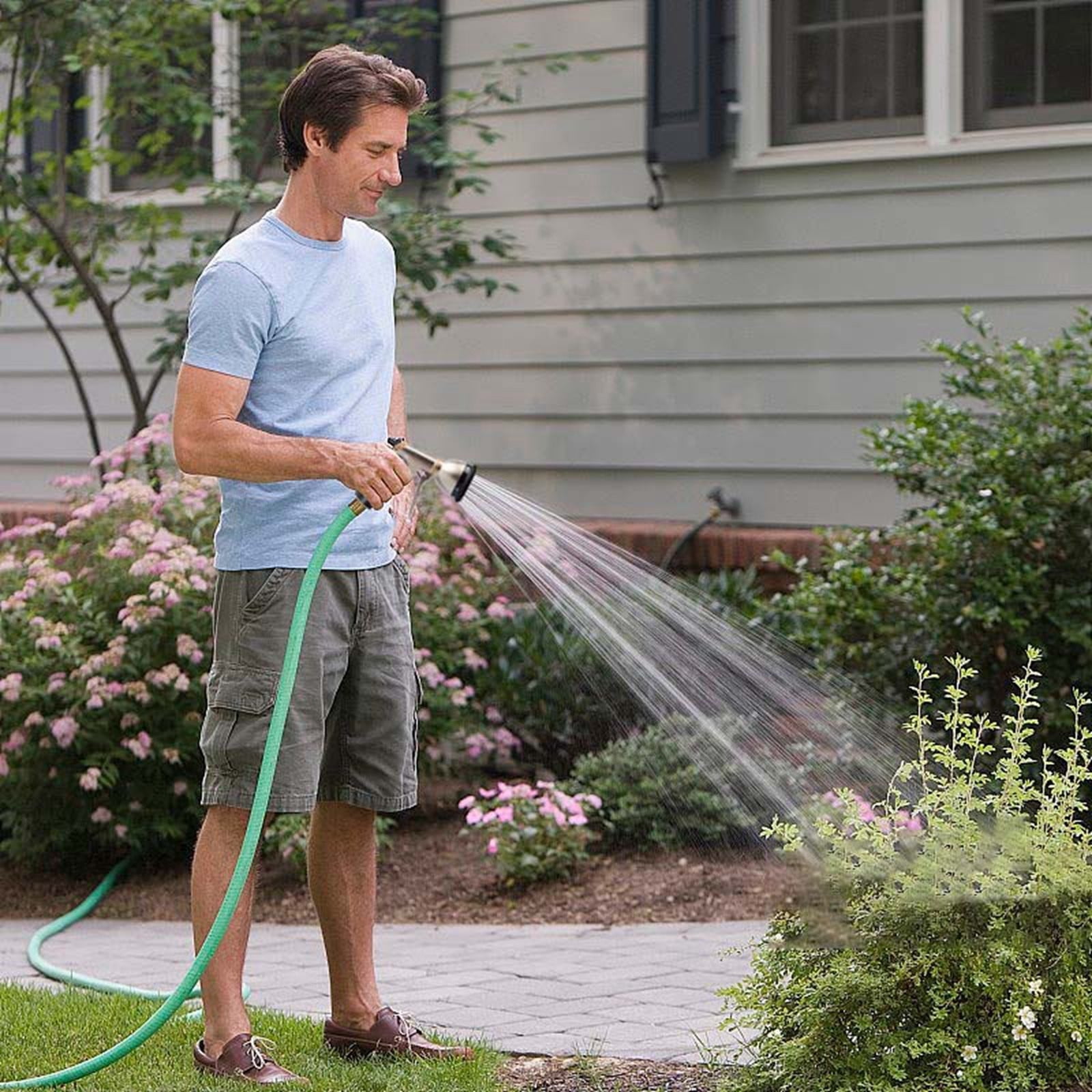 Garden Hose Nozzle, Heavy Duty Alloy Water Hose Nozzle with 9 Adjustable Spray Patterns, High Pressure Hand Sprayer with Flow Control for Watering & Lawns, Washing Cars & Pets, Garden Supplies