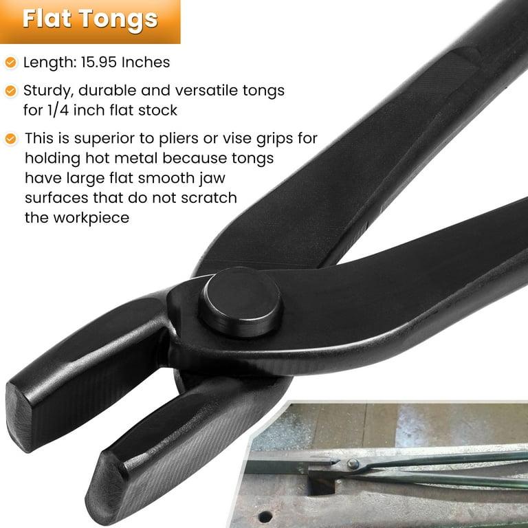 VEVOR Blacksmith Tongs, 18” 4 Pcs, V-Bit Bolt Tongs, Wolf Jaw Tongs, Z V-Bit Tongs and Gripping Tongs, Carbon Steel Forge Tongs