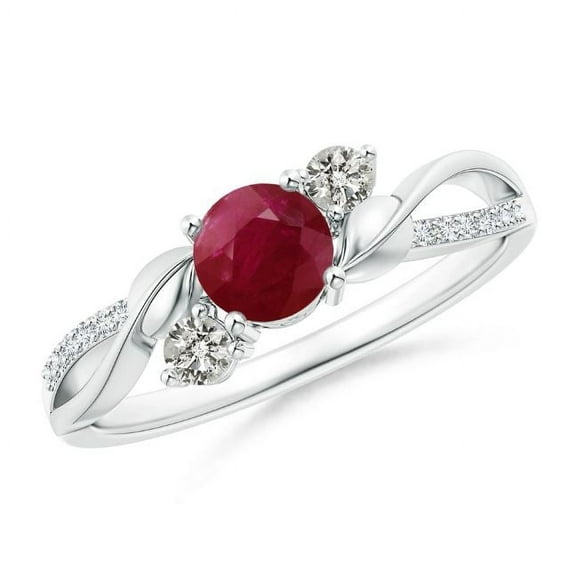 Round Shape Red Ruby CZ Diamond Band Ring Women 925 Sterling Silver July Birthstone Wedding Valentines Day Gift Gemstone Jewelry