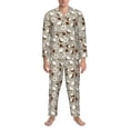 thumbnail image 3 of Yiaed Cotton Tree Print Men’s Pajamas Set - Long Sleeve Button Down Sleep Shirt and Pajama Bottoms Sleepwear Set Mens Pjs Sets Men's Pajama Bottoms-Large, 3 of 7
