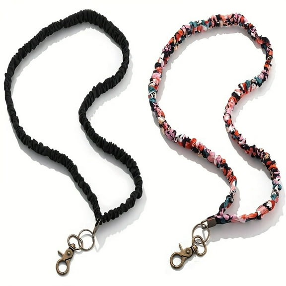 2pcs Colorful Scrunchie Lanyards for ID Badges & Keys - Stretchy, Retractable Design, Perfect for Teachers, Nurses, or Cruise Ship Use, Teacher Lanyards for Id Badges