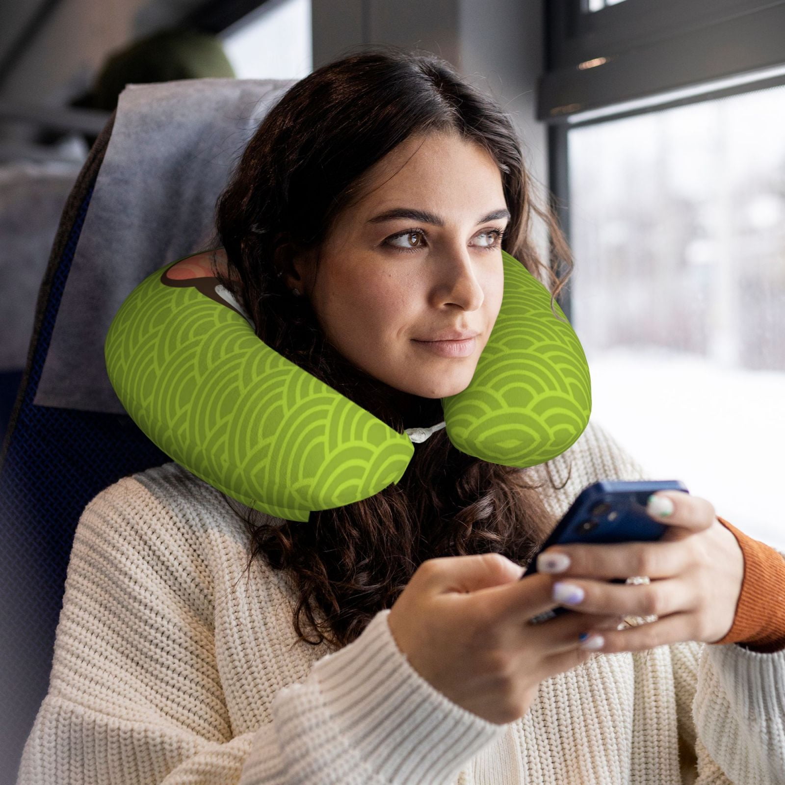 Xecao Fresh Sushi Print Memory Foam Cervical Neck Pillow Versatile U-Shaped Pillows for Home,Office,Camping,Travelling,Soft Washable Cover