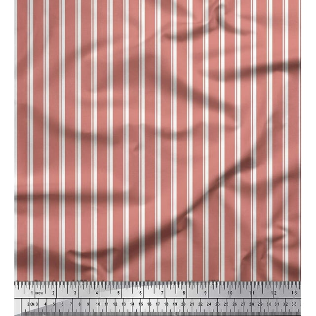 Soimoi Silk Fabric Striped Stripe Printed Fabric 1 Yard 42 Inch Wide