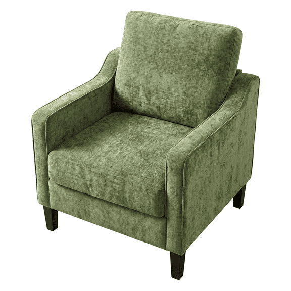 LAZY BUDDY Comfy Accent Chair for Living Room Bedroom and Waiting Room, Upholstered Mid-Century Reading Chair with Removable Cover & Wood Legs, Wide Singe Modern Lounge Sofa