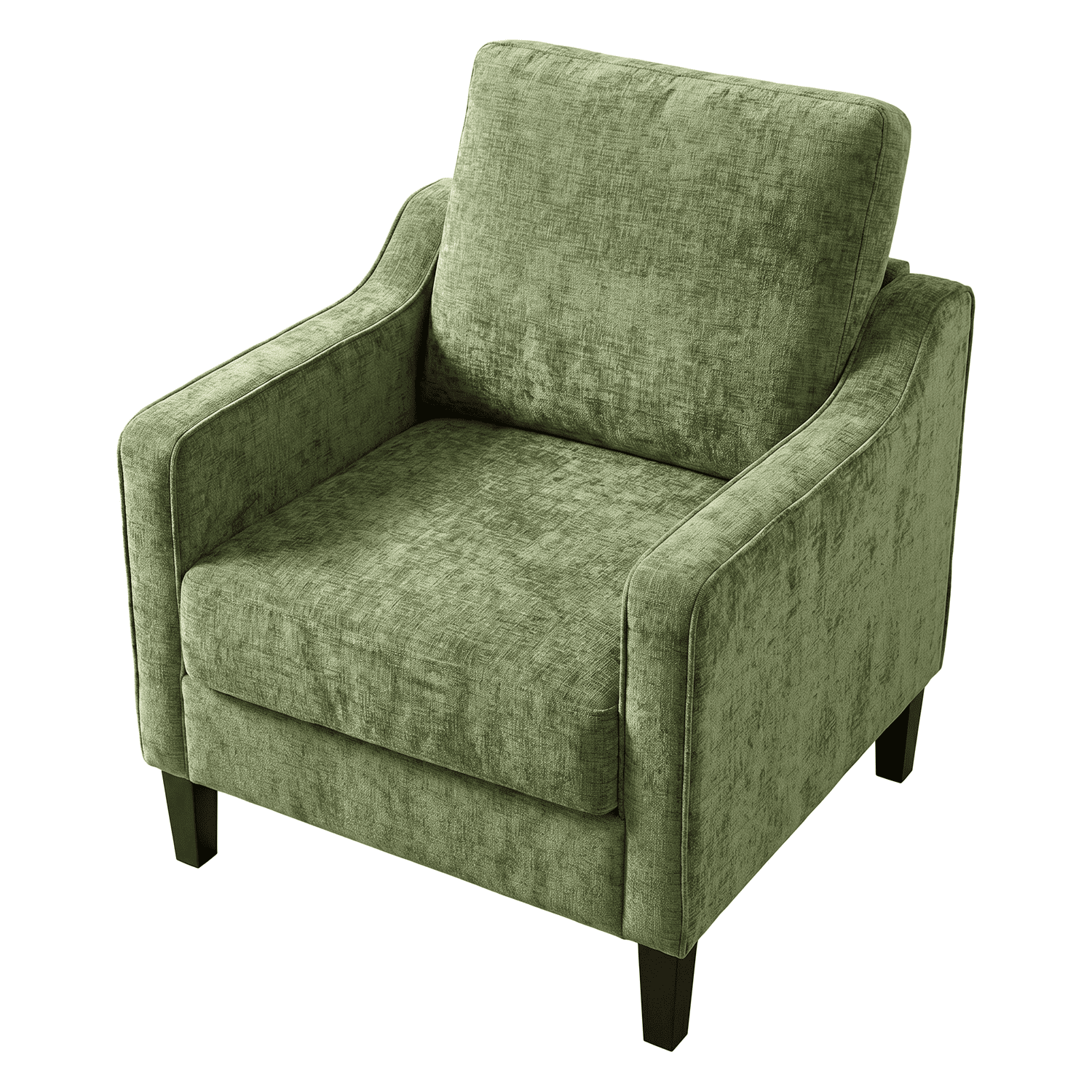 LAZY BUDDY Comfy Accent Chair for Living Room Bedroom and Waiting Room, Upholstered Mid-Century Reading Chair with Removable Cover & Wood Legs, Wide Singe Modern Lounge Sofa