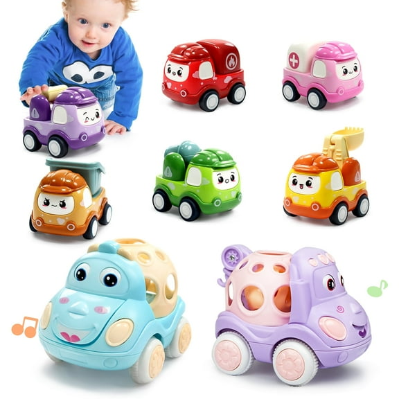 8 Pack Toy Cars for Toddlers 1-3 Pull Back Vehicles Toys for 1 2 3 4 Year Truck Toys Kids Baby Birthday Gifts