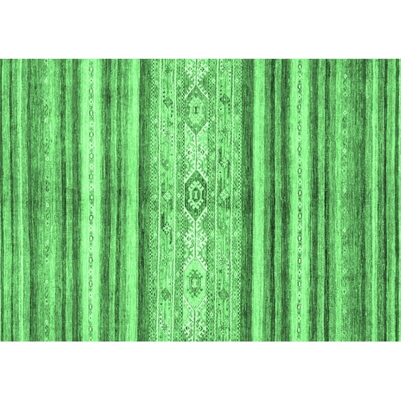Ahgly Company Indoor Rectangle Abstract Emerald Green Modern Area Rugs, 5' x 8'