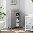 thumbnail image 2 of HomGarden 2-Door Bathroom Floor Storage Cabinet Side Cupboard W/ Adjustable Shelves,Gray, 2 of 9