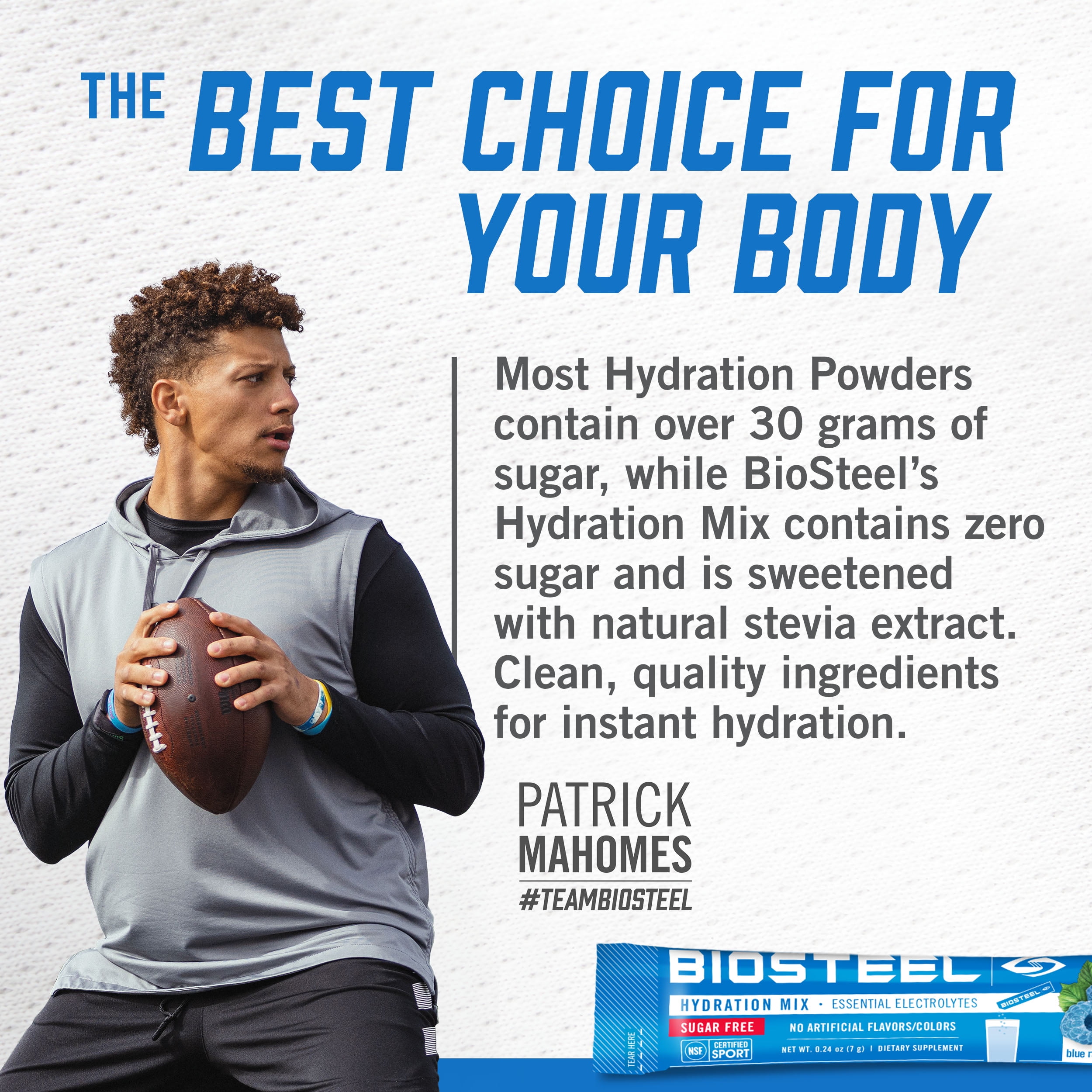 BioSteel Hydration Mix, Sugar-Free with Essential Electrolytes, Blue Raspberry, 7 Single Serving Packets