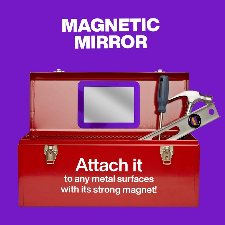 Hugo Magnetic Locker Mirror - 5 x 7-for School College University Locker,Bathroom,Household  Refrigerator,Cabinets,Convenient,Travel Friendly-Grey 