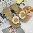 thumbnail image 2 of Willtoo Cute Linen Daisy Flip Flops For Women Thong Sandals Slides Summer Premium Comfort Slippers Arch Support Yoga Mat Footwear, 2 of 6