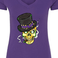 thumbnail image 4 of Inktastic Mardi Gras Skull with Cigar Women's V-Neck T-Shirt, 4 of 5