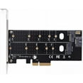 thumbnail image 2 of Dual M.2 PCIe Adapter, M2 SSD NVME (m Key) or SATA (b Key) 22110 2280 2260 2242 2230 to PCI-e 3.0 x 4 Host Controller Expansion Card with Low Profile Bracket for Desktop PCI Express Slot, 2 of 5
