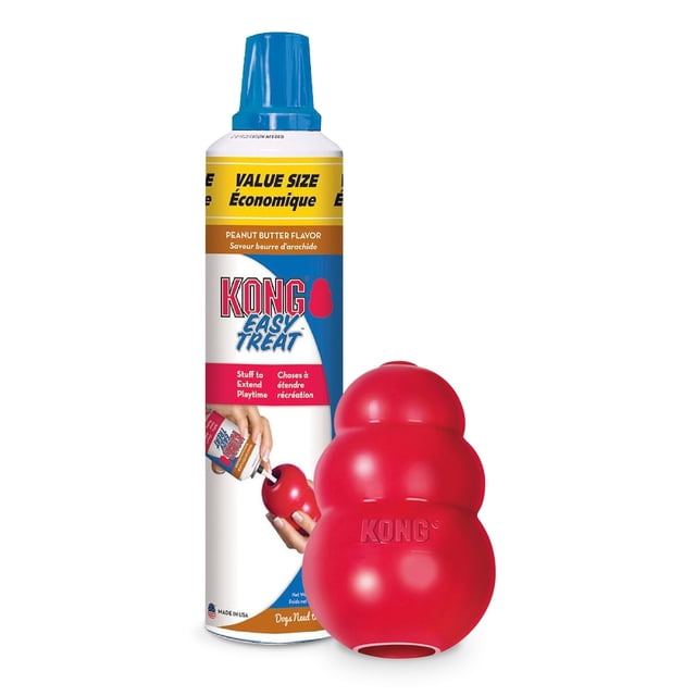 Dog Toy KONG Classic XXL con mantequilla de cacahuete en aerosol Easy Treat