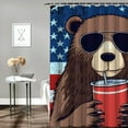 thumbnail image 2 of Autua Bear Sunglasses American Flag Bathroom Shower Curtain Set with Hooks 69"x72, 2 of 7