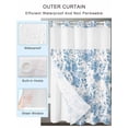 thumbnail image 2 of No Hook Shower Curtain with Snap in Liner Abstract Off White Floral Shower Curtain -Fabric Waterproof Inner Liner, Watercolor Plants Flowers Leaf Shower Curtains Washable 36"x72", 2 of 9